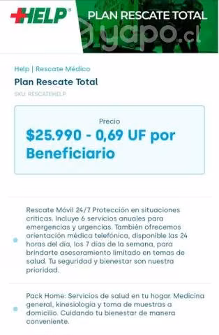 Seguros contra accidentes help, plan rescate total