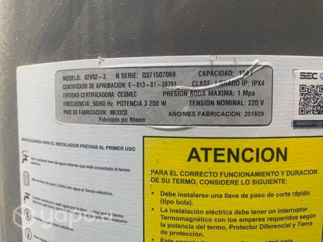Termo tanque electrico RHEEM 189 litros