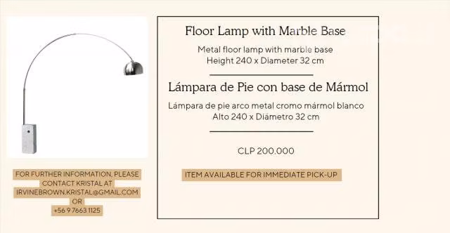 Lámpara de Pie con base de Mármol