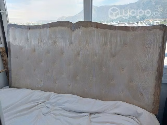 Respaldo King, colgante, lino crudo y madera 90mil
