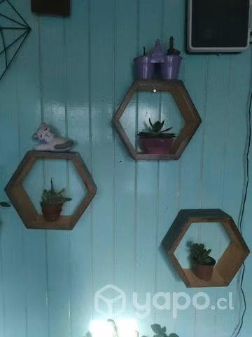 3 repisas hexagonales