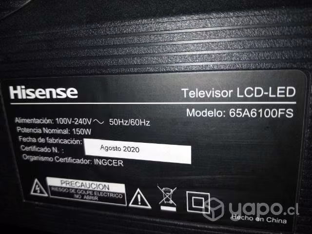 Hisense 65" para repuesto