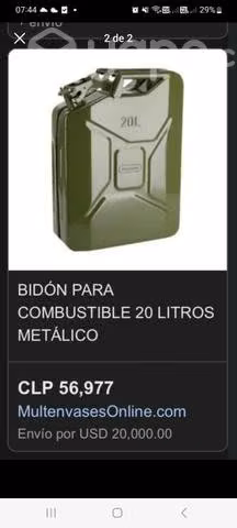 Bidon Combustible Metalico 20lts