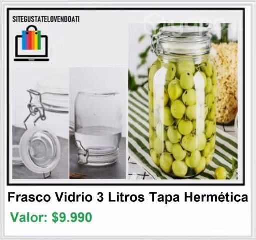 Frasco de Vidrio Alargado de 3 Litro con Tapa Herm