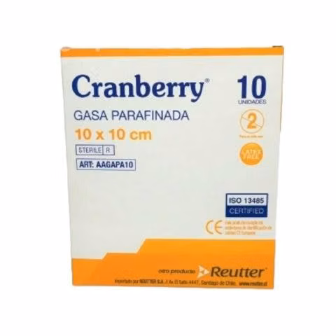 Caja de Gasa Parafinada 10x10 Cranberry Caja 10un
