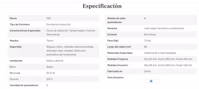 Encimera Inducción Black 2.0 FDV
