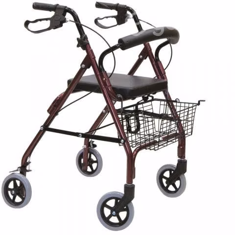 Andador de 4 Ruedas con asiento, frenos y canasto