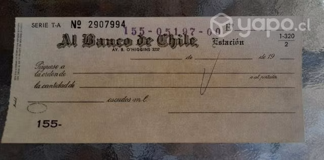 Cheques Antiguos Banco de chile - Imagen 2