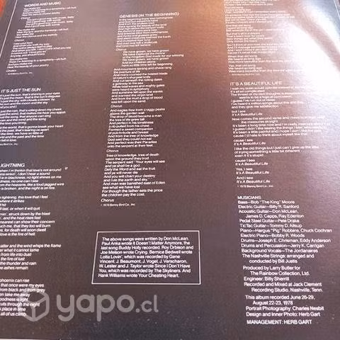 DISCOS VINILOS DON McLEAN CHAIN LIGTN el tabo