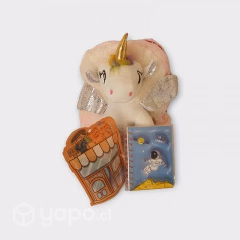 Mochila unicornio rosado + set de accesorios