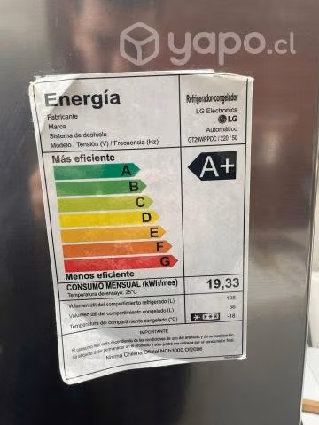 Refrigerador LG, no frost 254 litros