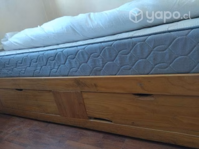 Cama de 1 plaza con cajonera y colchón. - Imagen 2