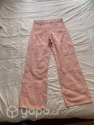 Jeans wide leg talla 36 rosados nuevos