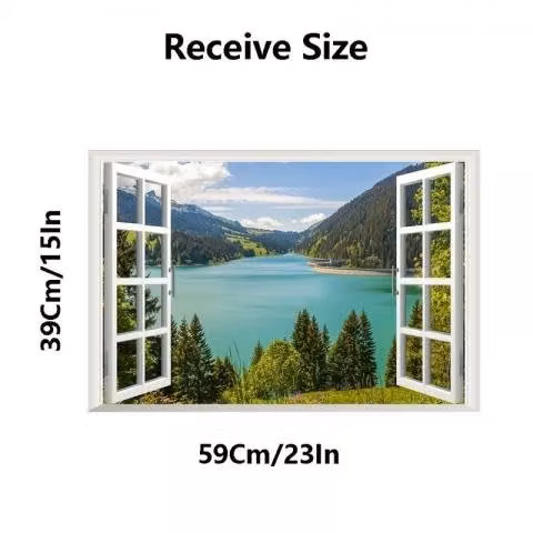 Pegatinas De Pared De Ventana Falsa 3d Con Diseño - Imagen 2