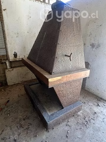 Grandiosa chimenea nueva de cobre y madera