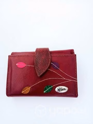 Monedero de Cuero Genuino Cardim (Rojo Oscuro)