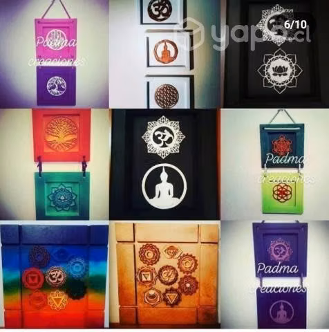 Mandalas de madera.OM.FLORES DE LOTO.ETC