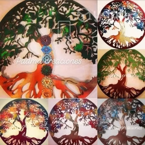 Mandalas de madera.OM.FLORES DE LOTO.ETC