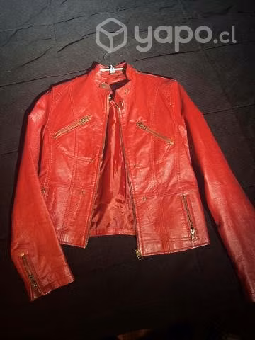 Chaqueta cuero roja talla m mujer