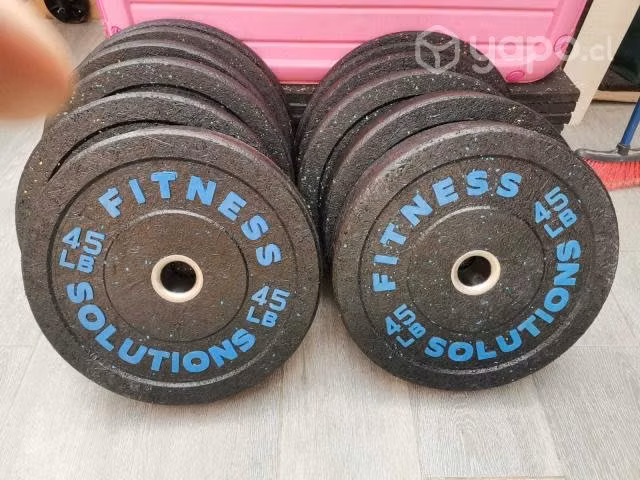 Set Discos Bumper (10 a 45 lb) excelente estado
