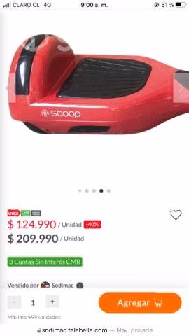 Patineta electrica roja scoop - Imagen 5