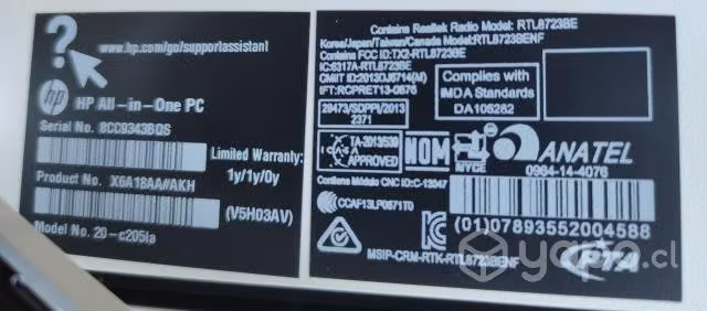 All in one HP 20-C205la Intel Celeron J3060 - Imagen 2