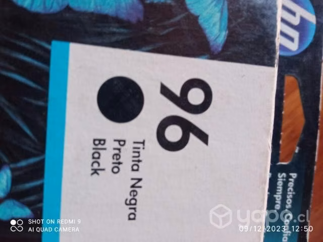 Tinta hp 96 black original de alta