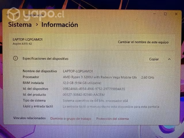 Noebook Acer Aspire 3 - Imagen 2
