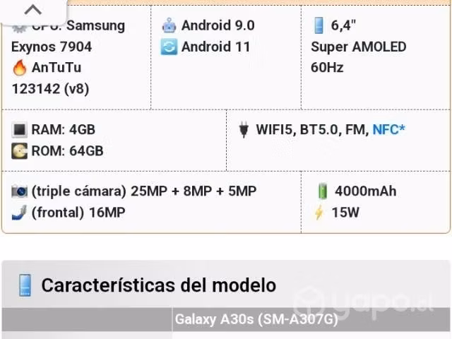 Samsung A30s +audífonos touch - Imagen 4