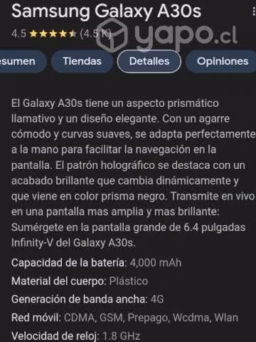 Samsung A30s +audífonos touch - Imagen 3