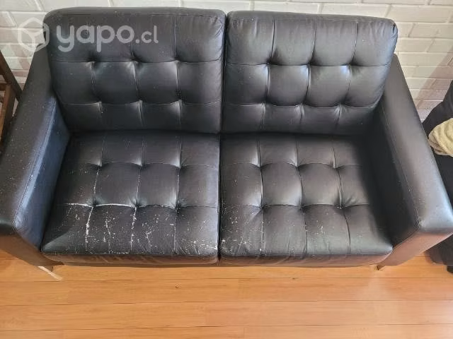 Sofa 2 cuerpos cuerina color negro