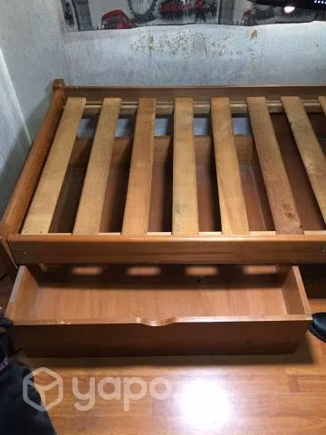 Cama 1 plaza de madera con almacenamiento - Imagen 2
