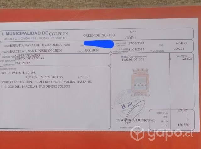 Patente de alcohol
