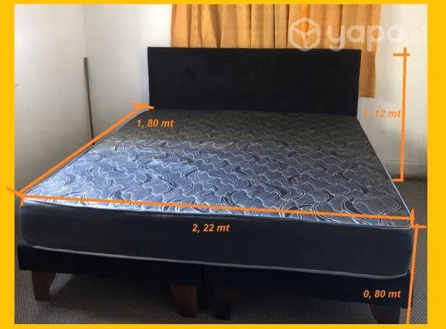 Cama grande negra velvet