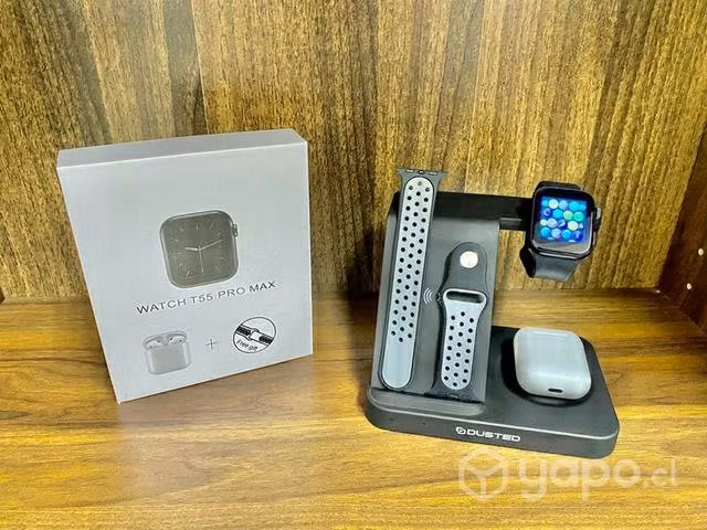 Reloj inteligente + audífonos y 2 correas