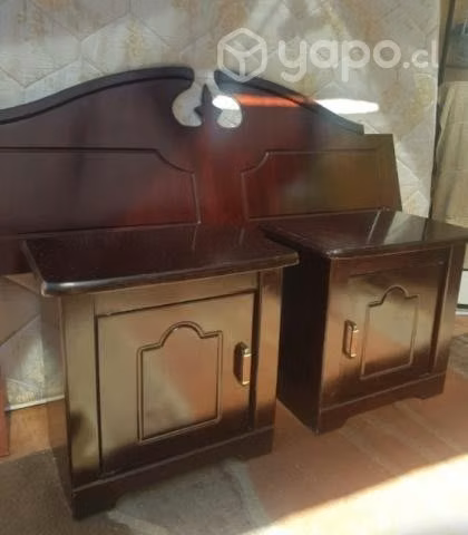 Cama 2 plazas con respaldo y 2 veladores