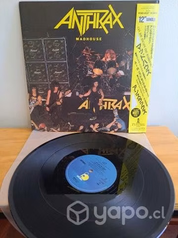 Vinilo anthrax, madhouse ep 12 pulg. 1986 japón