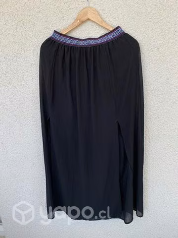 Falda negra gasa larga