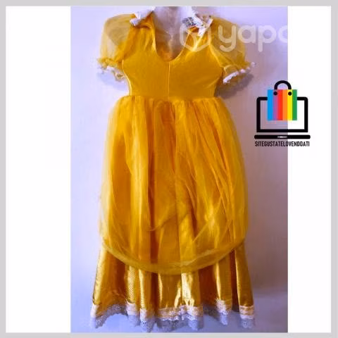 Vestido Princesa Amarillo con Guantes Bella y Best