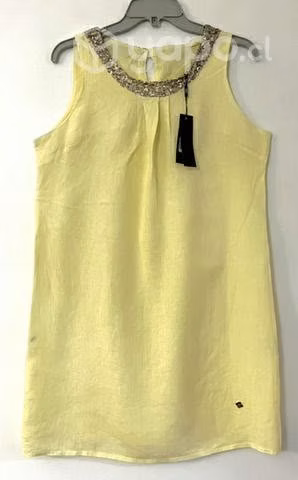 Vestido 100% Lino Marca Fbo Italy Talla M/L