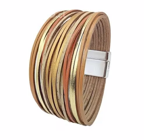 Lindas pulseras de cuero genuino