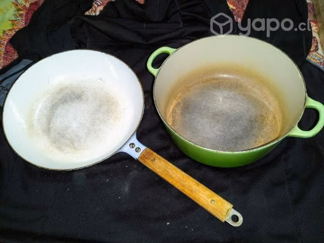 Antigua olla y sartén fierro fundido.grandes