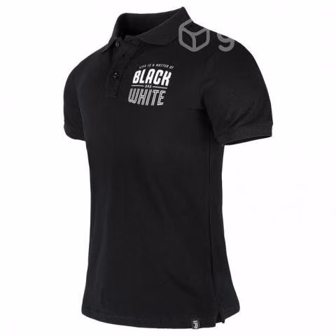 Polera Juventus Polo Negra Cuello Grafico Black