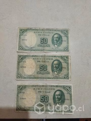 Billete Cincuenta Pesos o 5 Centesimos de Escudos