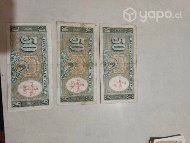 Billete Cincuenta Pesos o 5 Centesimos de Escudos