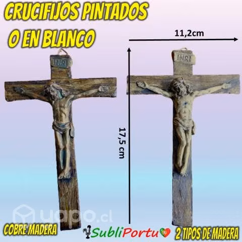 Crucifijos De Yeso Pintados A Mano Tecnica Madera