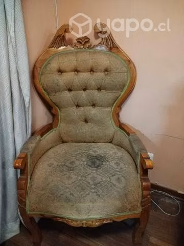 Living de madera 2 sitiales + sofa 3 cuerpos