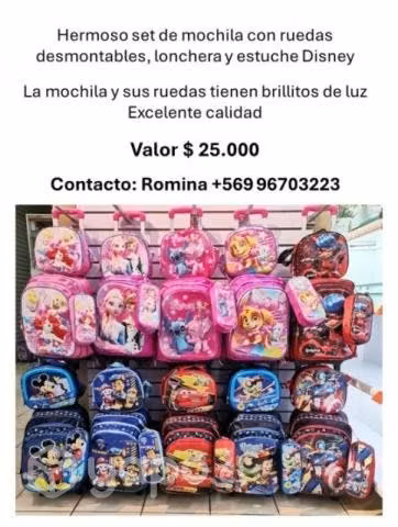 Set mochila, lonchera y estuche