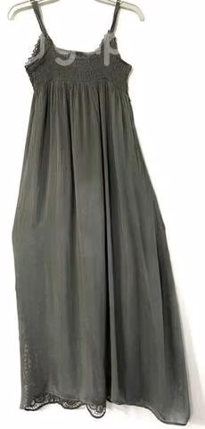 Vestido Largo 80% Seda Bordado Marca Fbo XS/S