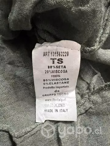 Vestido Largo 80% Seda Bordado Marca Fbo XS/S